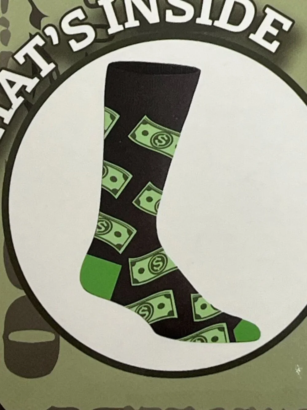 Money Print Crew Socks Dollar Bill Graphic Novelty One Size NWT Gift